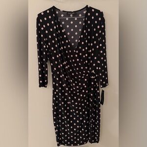Evan Picone Black and Pink Polka Dot Dress